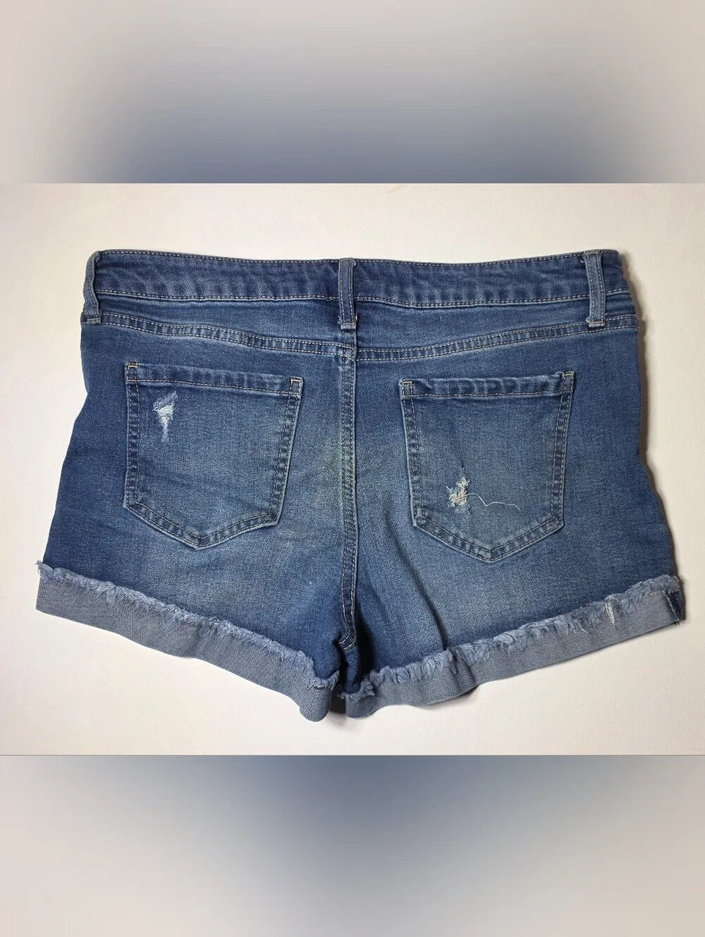 Celebrity Pink Distressed Cuffed Blue Denim Shorts